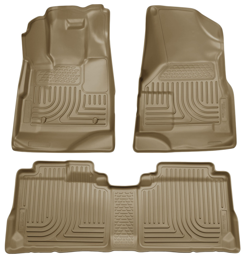 Mazda Tribute Floor Liners - Front + Rear - Husky Liners - WeatherBeater Combo - Tan - `09-`12
